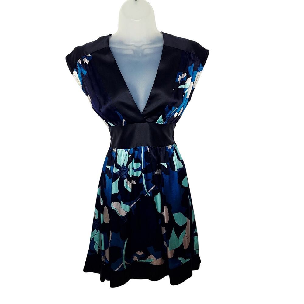 Vintage Y2K Bebe Silk Babydoll Dress XS Small Floral Satin Fairy Kimono Asian